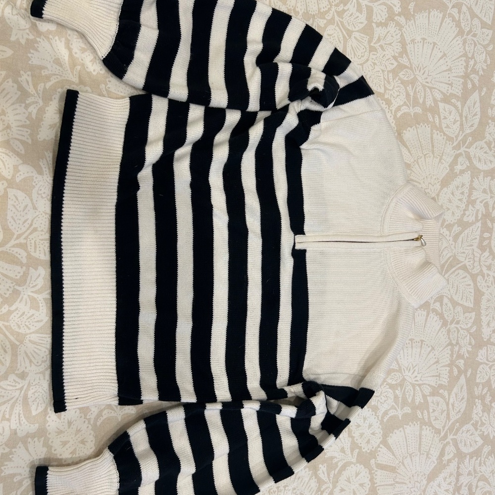 Jcrew half zip sweater black & White XS - Picture 2 of 4